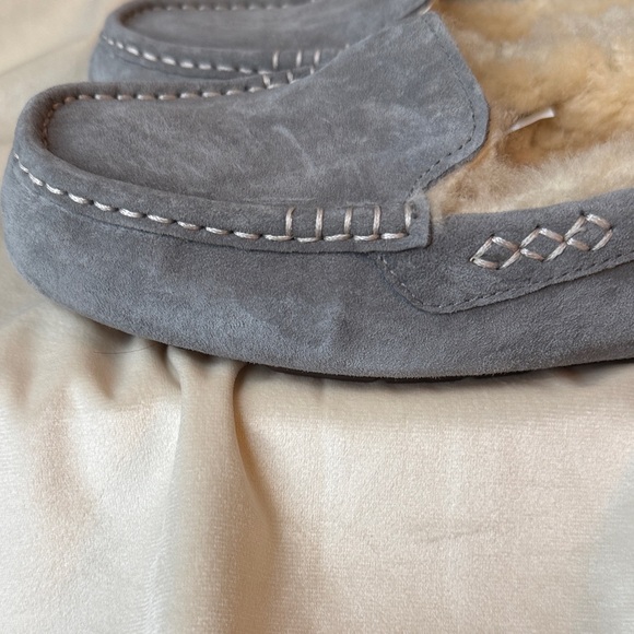 UGG Women’s Ansley Light Grey Suede & Sheepskin Slippers/Loafers - Picture 11 of 16